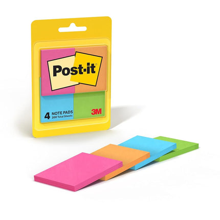 Post-it Notes, 1.5 in x 2 in, Blue, Pink, Yellow 50feuilles Cape Town Collection, 4 Pads/Pack – Post-it (1.5 in x 2 in, Cape Town, 4 Pads/Pack, 15 mm, 20 mm, 50 Sheets)