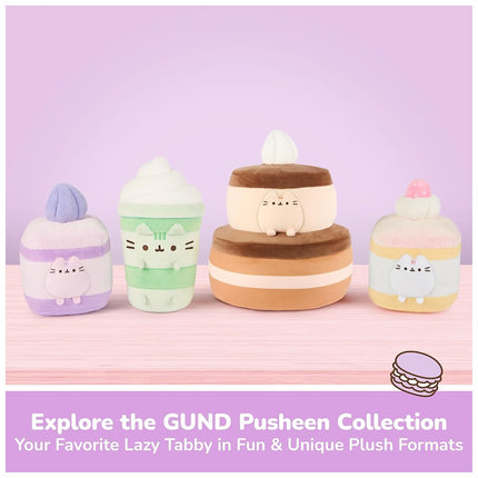 GUND Pusheen Strawberry Sponge Cake Plush, Squishy Toy, Collectible Plush Toy, Dessert Plush, Cat Stuffed Animal for Ages 8 and Up, Pink, 6”