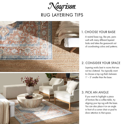 Alfombra de área Nourison Essentials para interior/exterior, marfil/oro, 0.91 m x 1.52 m, fácil de limpiar, no suelta pelo, para dormitorio, sala de estar, comedor, cocina (3x5)