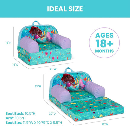 Delta Children - Disney Junior’s Ariel Cozee Buddy Flip-Out Kids Chair, Blue