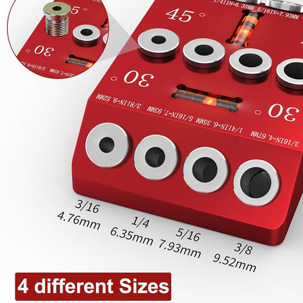 VASTHOME Drill Jig for Angled Holes with 4 Drill Bits with 4 twist drills suitable for Railing, Deck, Wood Post, Level design has Drill Guide Jig 30 45 90 Degree Portable