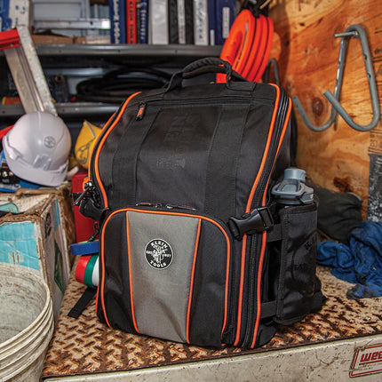Backpack Tool Bag, Heavy Duty Tool Organizer, 21 Pockets and Large Interior, Includes Flashlight with Work Light Klein Tools 55655