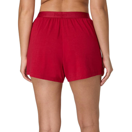 Hanes Women's Originals Sleep, 2-Pack, Comfywear Supersoft Lounge Shorts Pack, 3.25", Cocoa Butter/Rosey Red, S