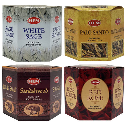 TRUMIRI Incense Cones - Variety Pack of 4 Fragrances (White Sage, Palo Santo, Sandalwood, Red Rose) - 160 Cones (4 Sets of 40) - Aromatic Incense for Waterfall and Mat Bundle