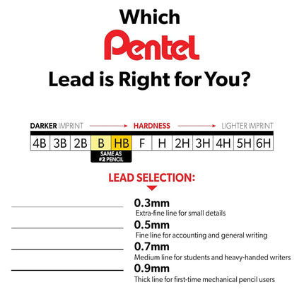 Pentel Super Hi-Polymer Lead, 0.3mm, Extra Fine, 3H, 12 pcs/Tube, Box of 12 (300-3H)