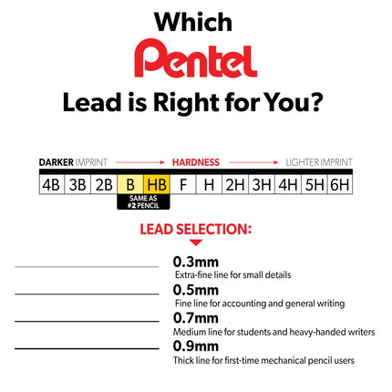 Pentel Super Hi-Polymer Lead Refill 0.9 HB BP 6 Pack (C29BPHB6)