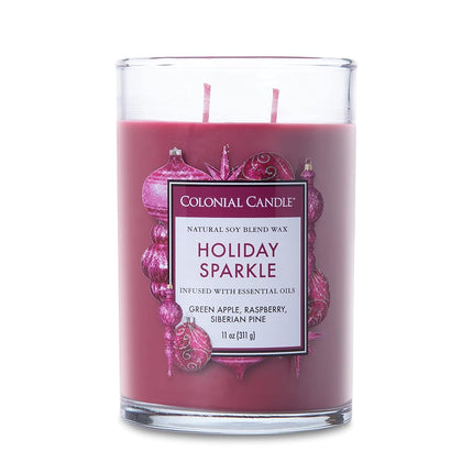Colonial Candle Holiday Sparkle Scented Jar Candle, Classic Cylinders Collection, 2 Wick, Purple, 11 oz - Up to 80 Hours Burn
