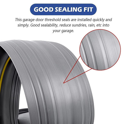 ToLanbbt 10Ft/3M Universal Garage Door Rubber Threshold Strip with 300ml Black Adhesive, Weatherproof Seal Strip DIY Weather Stripping Replacement (Grey+Yellow)