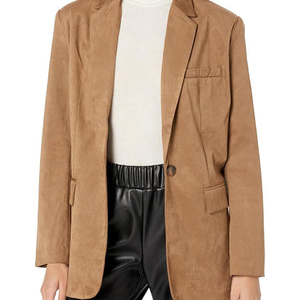 Steve Madden Apparel Women's Regular Imaan Suede Blazer, Macadamia, XL