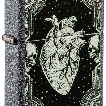 Zippo Heart Design Windproof Lighter, Iron Stone