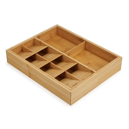 Joseph Joseph Drawerstore Expanding Cutlery, Utensil & Gadgets Organiser, Expandable In Drawer Space Saving Tray, Bamboo