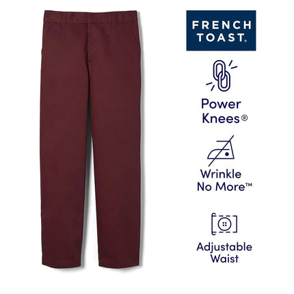 French Toast Boys Adjustable Waist Relaxed Fit (Standard & Husky) Pants, Burgundy, 16 US