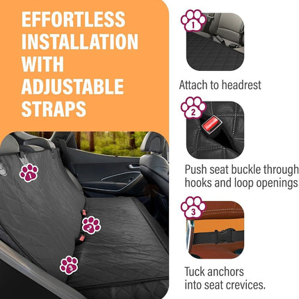 Active Pets Hammock Dog Back Seat Cover, Waterproof, Scratchproof, Nonslip Car/Truck/SUV Back Seat Protector