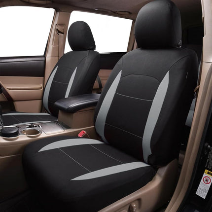 Flying Banner Car Seat Covers Front Seats Rear Bench Polyester car seat Protectors Easy installations Rear Bench Split Classic Man Lady Truck (Full Set - Low Back - Combo Pack, Black Gray)