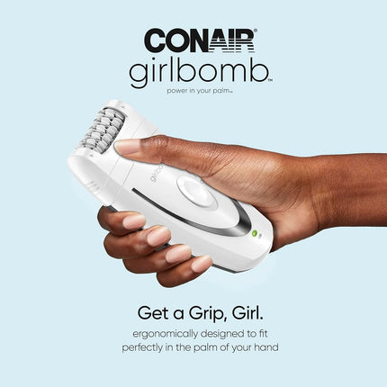 Conair GIRLBOMB Epilator with Ice Roller for Smooth and Soft Skin, Hair Removal Device, Epilator for Women, Women�s Shaver & Trimmer, 3-Piece Kit with Ice Roller Attachment, Cordless/Rechargeable