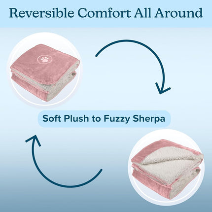 PETMAKER Waterproof Pet Blanket - 30x40-Inch Reversible Sherpa Fleece Throw Protects Couches, Cars, and Beds from Spills, Stains, and Fur (Pink)