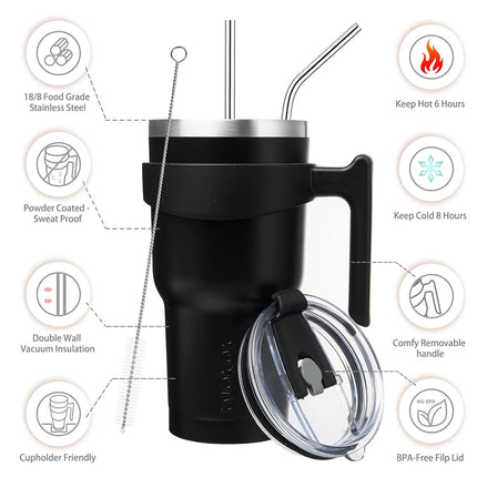 BJPKPK 900 ml Tumbler with Handle & Straw, Insulated Stainless Steel Mug