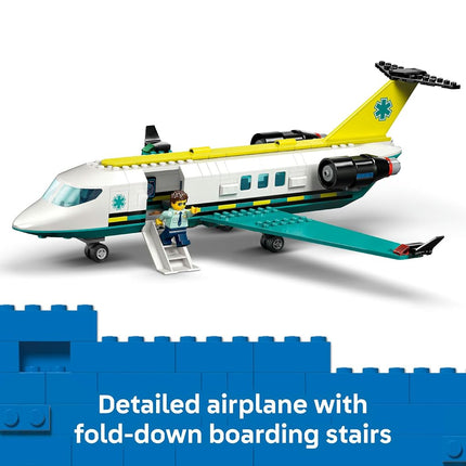 LEGO® City Emergency Air Ambulance Plane, Snow Scooter and Toy Airplane 60465 Building Set with Paramedic, Pilot, Doctor and Skier Minifigures, Fun Holiday or Birthday Toy Idea for Kids Aged 6 and up