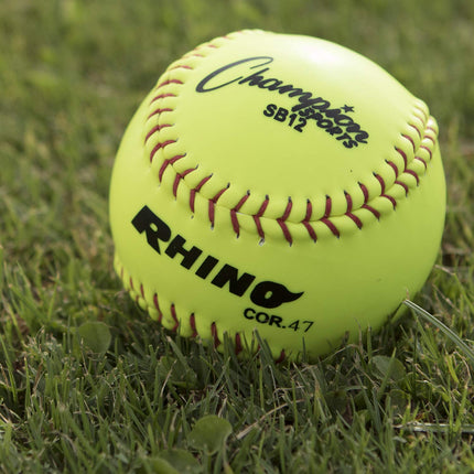 Champion Sports SB12 Optic Yellow Syntex Cover Softballs, 12 po, Paquet de 12