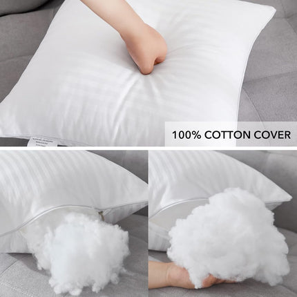 Oubonun Cushion Inserts 50x50cm (Set of 2) – Firm & Fluffy Down Alternative Pillow Inserts with Soft Cotton Cover, Machine Washable – White 20x20 Inch