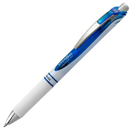 Bolígrafos de gel líquido retráctiles de lujo Pentel EnerGel Pearl, punta de 0,7 mm, tinta azul. (Caja de 12)