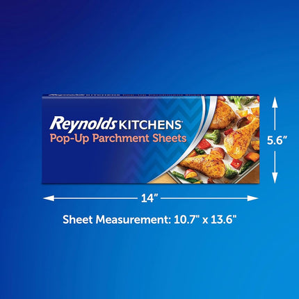 Reynolds Kitchens Pop-Up Parchment Paper Sheets, 10.7x13.6 Inch, 120 Sheets