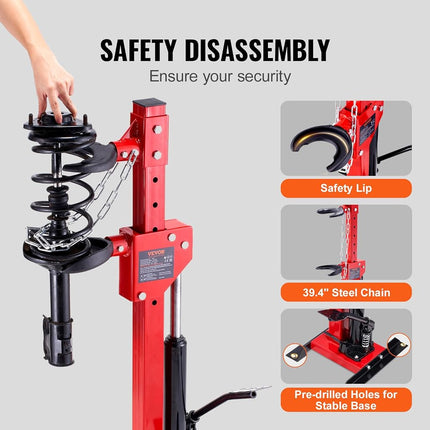 VEVOR Strut Spring Compressor, 4.5 Ton/9920 LBS Hydraulic Jack Capacity, 1 Ton Rated Compression Force, Auto Struts Coil Spring Compressor Tool, Hydraulic Springs Compressors for Strut Spring Removing
