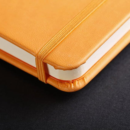RHODIA 118068C - Rigid Notebook Webnotebook Orange - A6 - Lined - 192 pages - Clairefontaine Ivory Paper 90 g/m - Bookmark, Elastic Closure - Faux Leather Cover