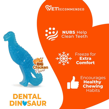 Nylabone Gentle Puppy Dog Teething Dental Dino Chew Toy, Chicken Flavour, Small, for Puppies Up to 11 kg