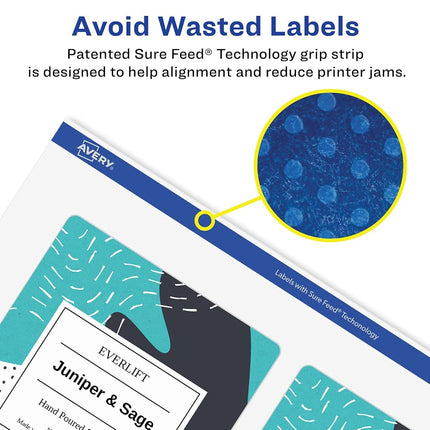 Avery Glossy Clear Rectangle Labels with Sure Feed, 4" x 3-1/3", 200 Glossy Clear Labels, Print-to-The-Edge, Laser/Inkjet Printable Labels