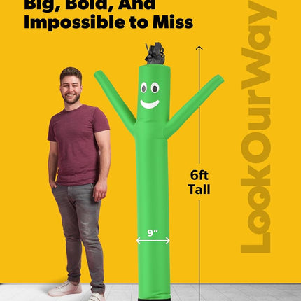 LookOurWay Air Dancers Wacky Waving Inflatable Tube Man Attachment - 7 Feet Tall Advertising Air Dancer Waving Man Inflatable Tube Guy - Blower Not Included - Green
