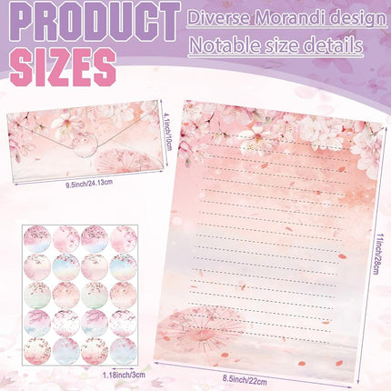 TaoBary 160 Pcs Cherry Blossom Stationery Paper and Envelopes Set