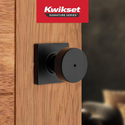 Kwikset 97402-854 Pismo Keyed Entry Door Knob Featuring SmartKey Security, Round, Iron Black