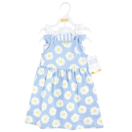 Hudson Baby Baby Girls' Cotton Dresses, Blue Daisy, 9-12 Months