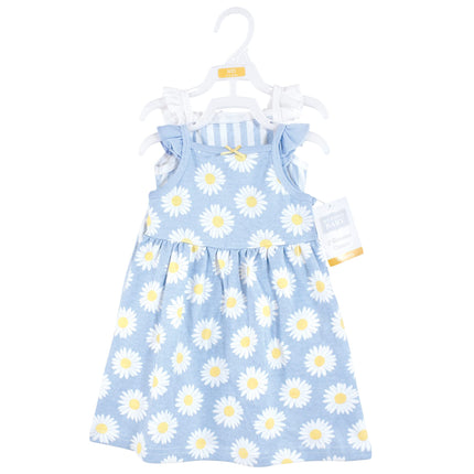 Hudson Baby Baby Girls' Cotton Dresses, Blue Daisy, 9-12 Months