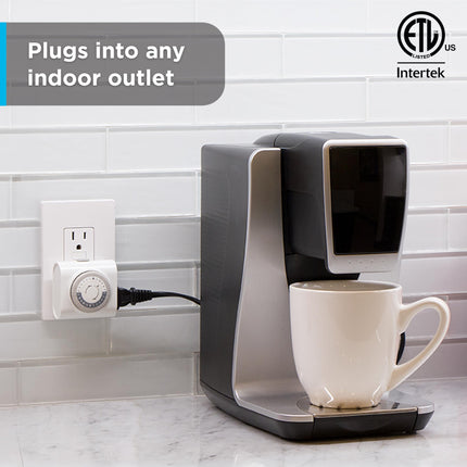 GE 3 Pack, 44801 24-Hour Indoor Basic Timer, Plug-in, Daily On/Off Cycle, 30 Minute Interval, for Lamps, Seasonal Appliances, and Portable Fans, 3 Count, Mini Polarized 1-Outlet | Gray/White