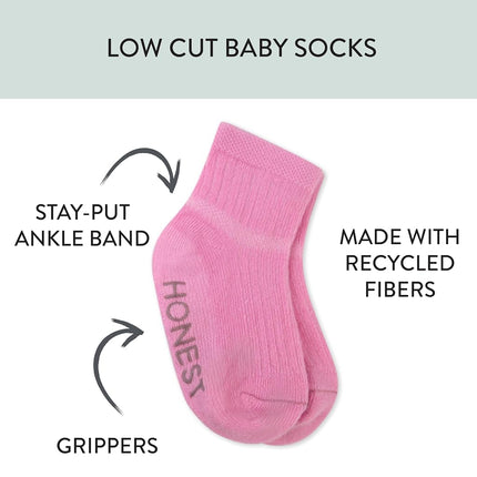 HonestBaby Baby Multipack Cozy Socks Sustainably Made for Infant, Newborn Baby, Toddler, Kids Boys', Girls', Unisex, 10-pack Rainbow Pinks, 12-24 Months