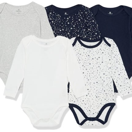HonestBaby Baby Boys' 5-pack Long Sleeve Bodysuits