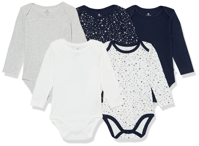 HonestBaby Baby Boys' 5-pack Long Sleeve Bodysuits
