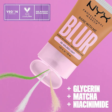 NYX Professional Makeup Bare with Me Blur Tint Foundation 30 ml, 08 Golden Light
