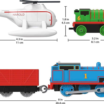 Thomas & Friends Multi-Level Track Set Trains & Cranes Super Tower with Thomas & Percy Engines plus Harold for Preschool Kids Ages 3+ Years, GXH09