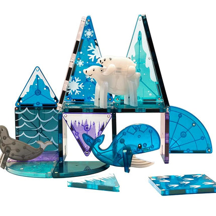 Magna-Tiles Arctic Animals 25-Piece Magnetic Tile Set for Kids Ages 3+ | Polar Bear, Penguin, Seal, Narwhal & Whale Figures | STEM Educational Magnetic Building Blocks Compatible with Leading Brands