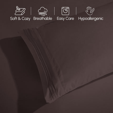Elegant Comfort 4-Piece Bed Sheet Set - Luxury Bedding 1500 Premium Hotel Quality Microfiber, All Around Elastic 18-24 Inches Deep Fitted Sheet- Extra Deep Pocket Sheets, King, Brown