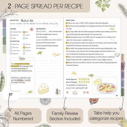 hi!SCI Blank Recipe Book to Write in Your Own Recipes, 10'' x 7'' Large Cookbook, Make Your Own Cookbook, Hardcover Journal for 96 Recipes, Faux Leather, Pre-Printed Page Numbers & Table of Contents