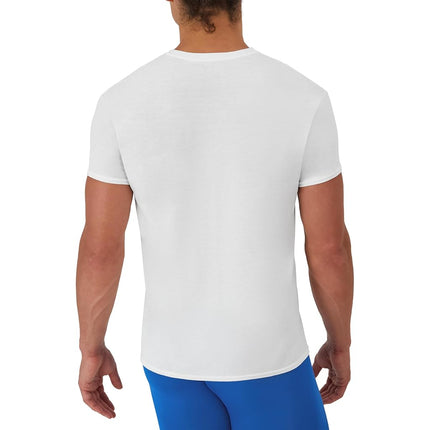 Hanes Men's Moisture-Wicking Crewneck Performance Undershirt, 5-Pack, White, Large (Pack of 5)