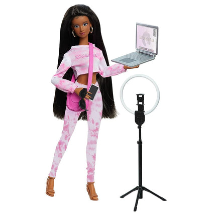 Purpose Toys Naturalistas 11.5-inch Grace Fashion Doll and Accessories with 4B Textured Hair, Medium Brown Skin Tone, Deluxe Influencer Set