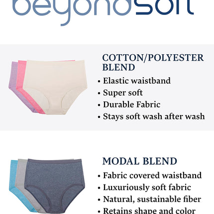 Fruit of the Loom Ropa Interior para Mujer (Tallas Regulares y Grandes), Bikini de Talle Bajo - Modal - Paquete de 6, 8