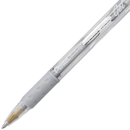 Bolígrafo de gel metálico Pentel Sunburst, trazo medio, permanente, tinta dorada, plateada y bronce, paquete de 3 (K908MRBP3M)