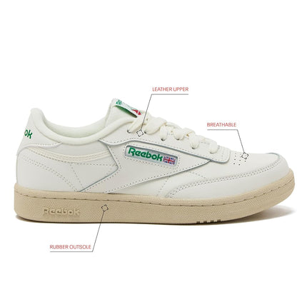 Reebok Club C Girls and Boys Shoes for Kids, Toddler, Little Kid or Big Kid Sneakers, Girl or Boy Tennis Shoes, Chalk/Chalk/Glen Green, 4.5 Big Kid