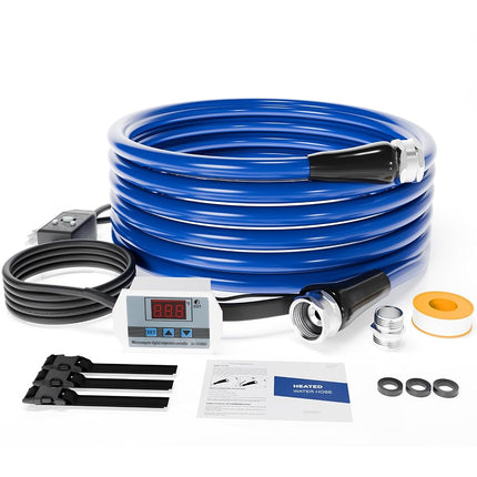 Tuyau d'eau chauffant 15 pieds, tuyaux d'eau douce pour VR avec raccords, tuyau d'eau potable antigel, arrêt automatique de la température à -45℃ pour tuyaux d'arrosage